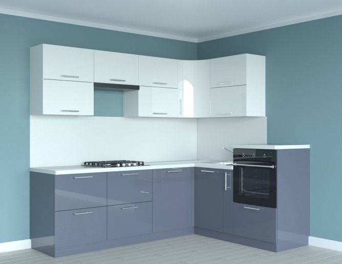 Угловая кухня "Стиль" в пленке ПВХ, двухцветная