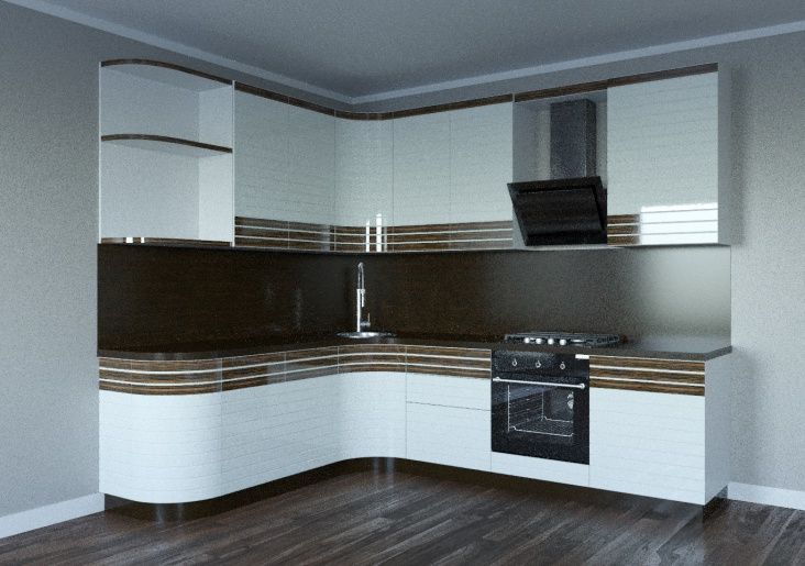 3D проект кухни Бостон